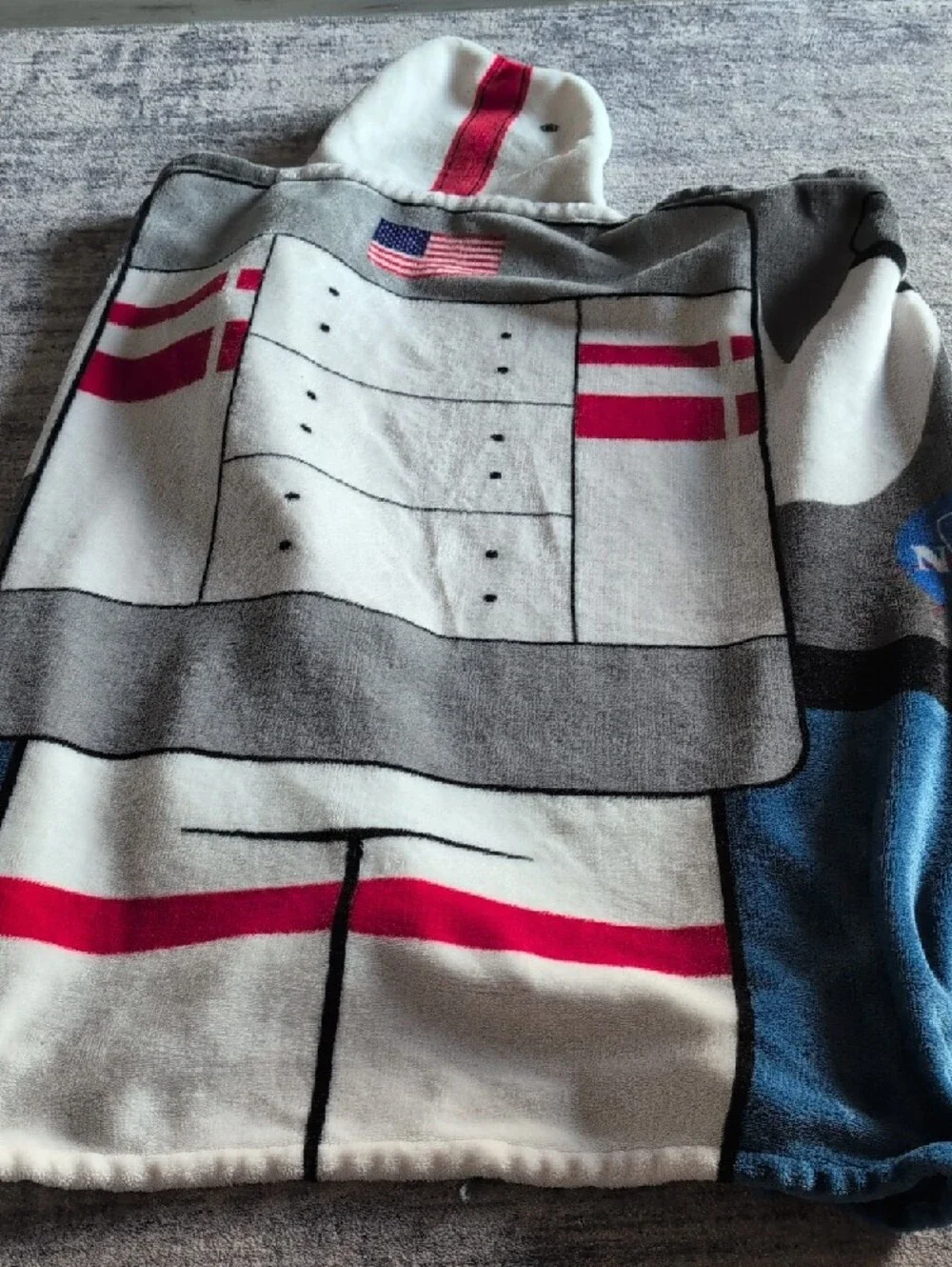Kids Blue & Gray Fleece Hooded Blanket with Space Graphic